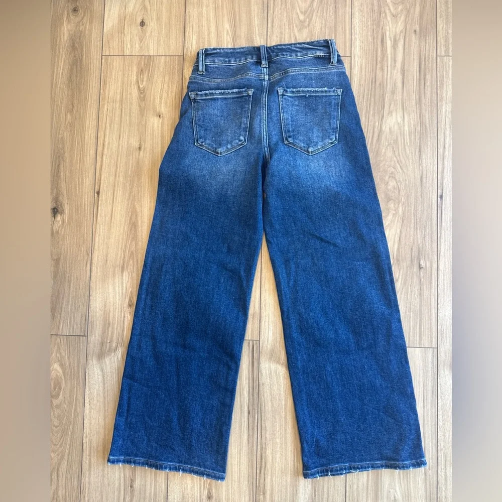 Wide Leg Women's Jeans - Dark Blue Flare - Picture 6 of 8